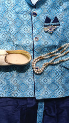 Boys kurta Dhoti set - BluishDhoti chain Included