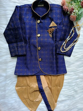 Boys kurta Dhoti set - Blue  and golden shade Dhoti chain Included