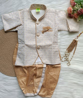 Boys' Kurta pyjama Set: Dhoti Style -Cream