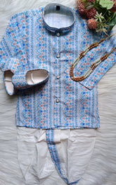 Boys Blue Haze Dhoti  set - Chain and Shoes Included