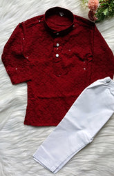 Infant Georgette Sequence Maroon Kurta set