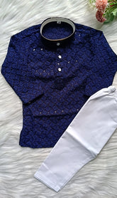 Infant Georgette Sequence Purple Blue Kurta set