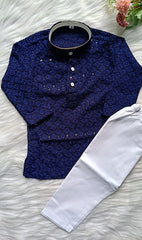 Infant Georgette Sequence Purple Blue Kurta set