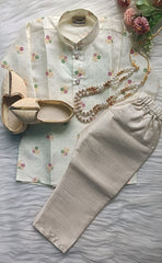 Boys Spanish White Kurta set - Chain and Shoes Included