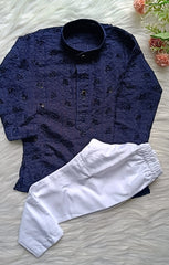 Boys Georgette Sequence Nile Blue Kurta set