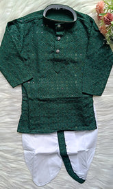 Infant Georgette Sequence Green Dhoti Set