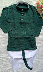 Infant Georgette Sequence Green Dhoti Set