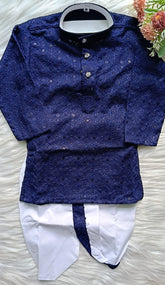 Infant Georgette Sequence Midnight Blue Dhoti Set