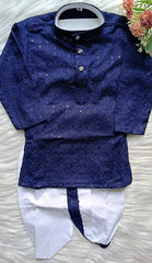 Infant Georgette Sequence Midnight Blue Dhoti Set