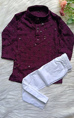Boys Georgette Sequence Coffee berry Kurta set