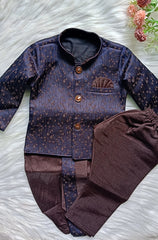 Boys Premium Indo Western Kurta Set - Dhoti & Pant Included Purple Powder