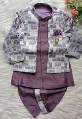 Boys Premium Indo Western Kurta Set - Dhoti & Pant Included Purple