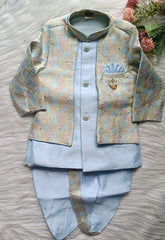 Boys Premium Indo Western Kurta Set - Dhoti & Pant Included cloudy blue