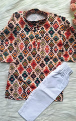 Boys Multi Color Gravel Kurta Set