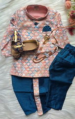 Boys Petite Orchid IndoWestern dhoti & Pant set - Chain and shoes included