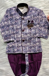 Boys Indo Western kurta Dhoti set - Grape Purple