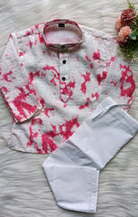 Infant Tie Dye Pinkish Red Kurta Set