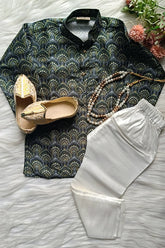 Boys Solid Rangoli Kurta set - Chain and Shoes Included