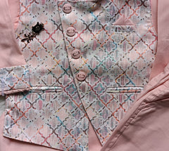 Boys Sand Pink 3 piece Kurta Set Cotton