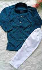 Infant Georgette Sequence Teal Berry Kurta set