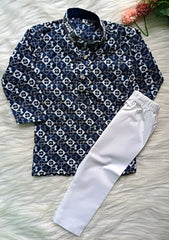 Infant Georgette Sequence Blue threadwork Kurta set