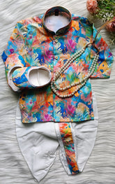Infants Colorful Splash  Dhoti Set - Chain and Shoes Included