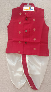 Infants Classic Red silk Dhoti Set