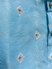 Boys Silk Blue Kurta Set - Chain and Shoes Included