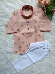 Boys Cotton Peach Kurta set
