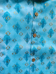 Boys cotton water blue kurta set