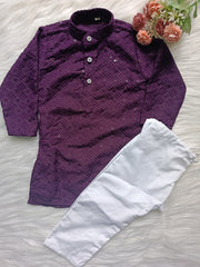 Boys Georgette Wine Kurta set
