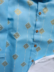 Boys Cotton Crystal Blue kurta set