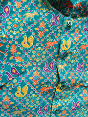 Boys Cotton Greyish Teal Kurta Set