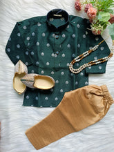 Boys Beetle Green kurta set - Chain and Shoes Included
