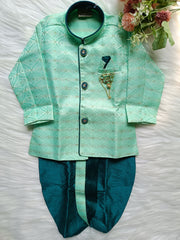 Boys IndoWestern sea foam Dhoti set
