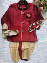Boys Fuzzy Indo western Dhoti Set - Chain and shoes included
