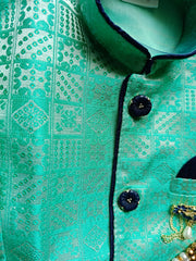 Boys peppy peacock IndoWestern dhoti set - Chain and shoes included