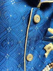 Boys Dragon Blue IndoWestern dhoti set - Chain and shoes included