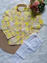 Boys Threadwork Yellow Kurta set