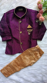 Boys Fuchsia Pink Kurta set - Frill Pant
