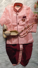 Boys kurta Dhoti set - Pinkish and Maroon Dhoti chain Included