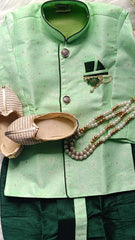 Boys kurta Dhoti set - Tealish Green chain Included