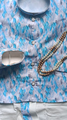 Boys Cool Blue Dhoti set - Chain and Shoes Included
