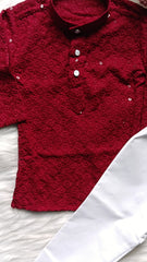 Infant Georgette Sequence Maroon Kurta set