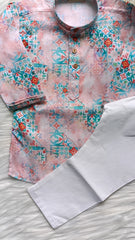 Boys Greyish Teal Kurta Set
