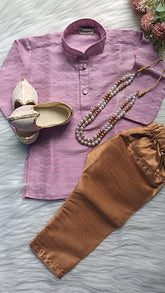 Boys Blossom Purple Kurta set - Chain and Shoes Included