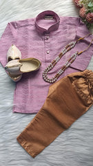 Boys Blossom Purple Kurta set - Chain and Shoes Included