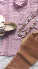 Boys Blossom Purple Kurta set - Chain and Shoes Included