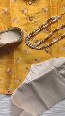 Boys Haldi Gold Kurta set - Chain and Shoes Included