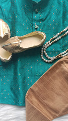 Boys Timber Green Kurta set - Chain and Shoes Included